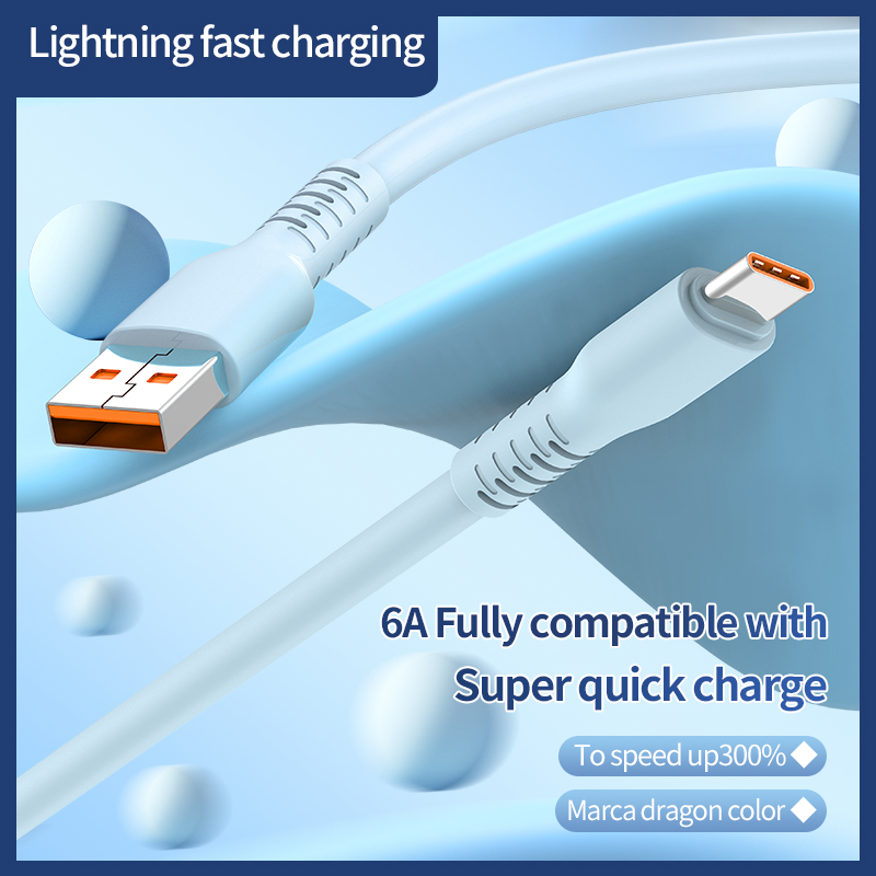 100W fast charging silicone USB-C Iphone case Quick charger cable 6A bulk USB cables for wholesale 