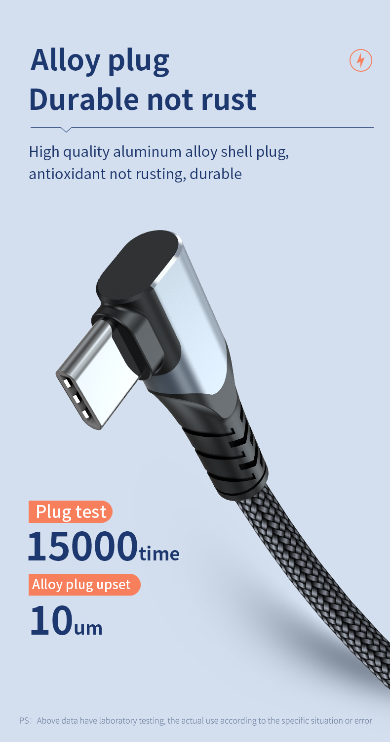 PD100W Elbow-shaped Fast Charging GaN USB-C cable for fast charging Type-C to Type-C 