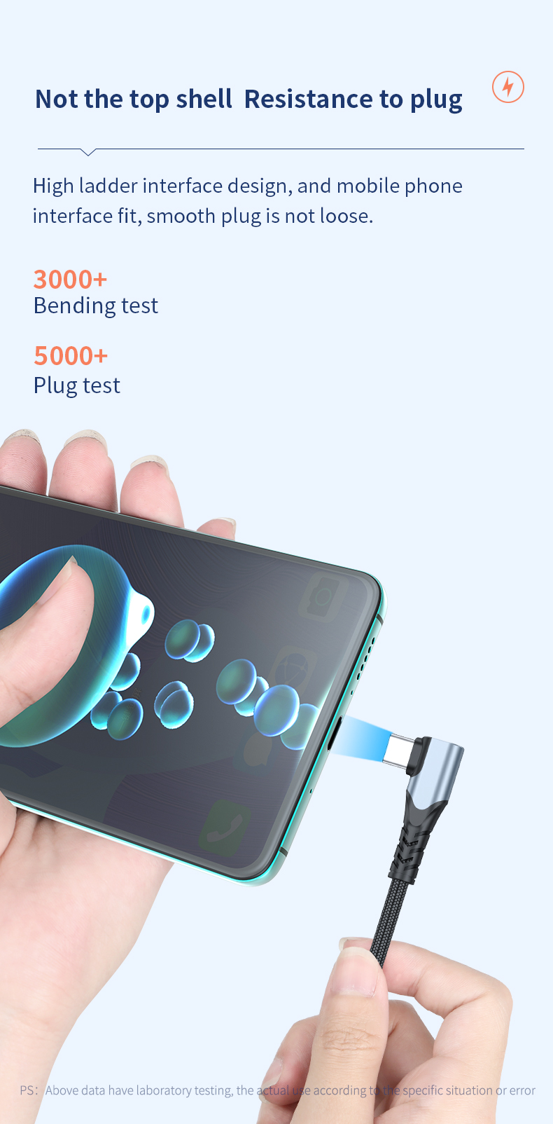 PD100W Elbow-shaped Fast Charging GaN USB-C cable for fast charging Type-C to Type-C 