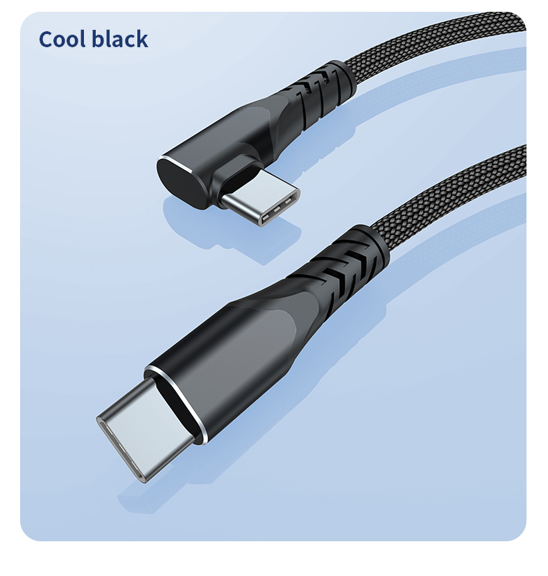 PD100W Elbow-shaped Fast Charging GaN USB-C cable for fast charging Type-C to Type-C 