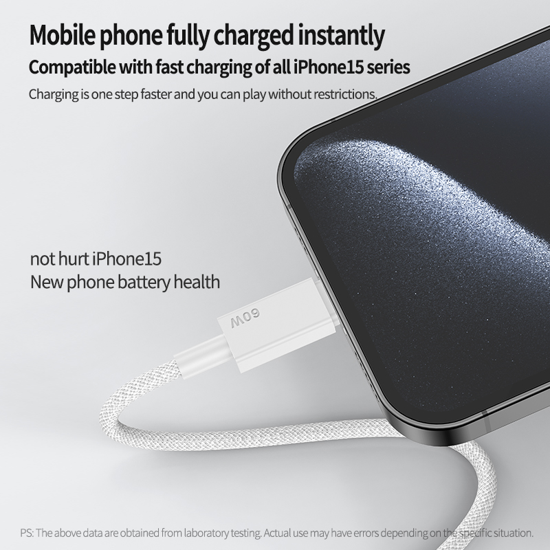 60W  PD Fast Charge iPhone 15 USB-C  Type C to Type C（Double C ）data cable for all notebook/tablet  