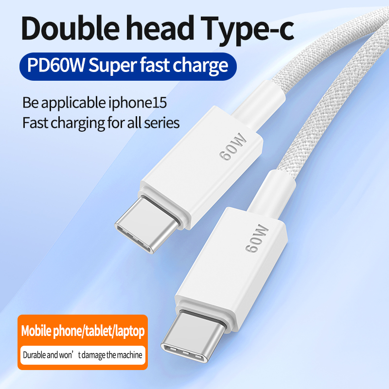 60W  PD Fast Charge iPhone 15 USB-C  Type C to Type C（Double C ）data cable for all notebook/tablet  