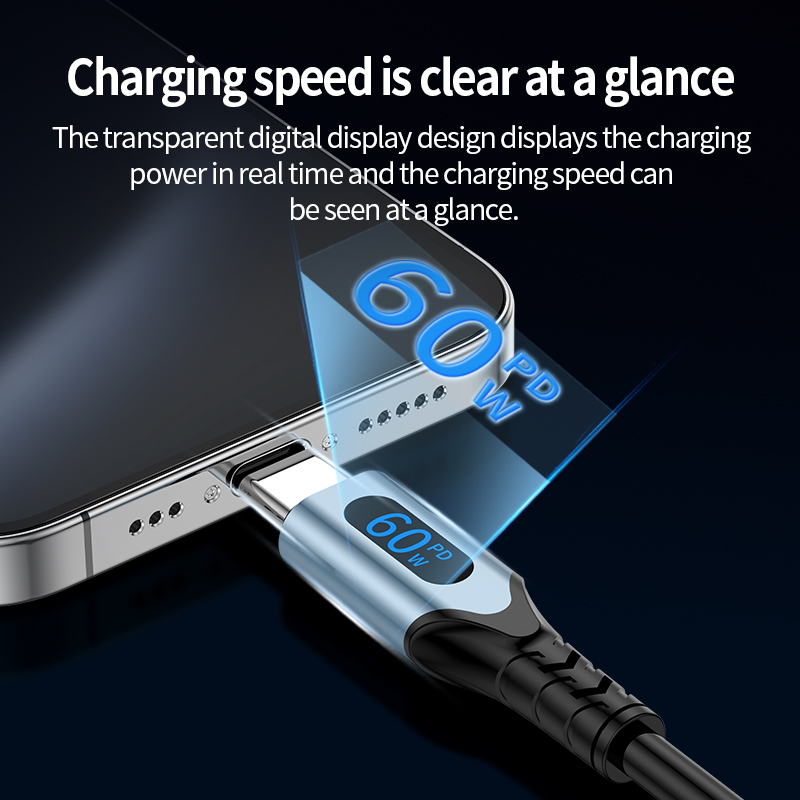 Elbow Vehicle Spring data line data cable PD60W fast Charge  Dual Type C to Type C 