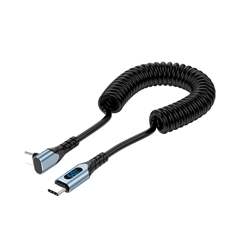 Elbow Vehicle Spring data line data cable PD60W fast Charge  Dual Type C to Type C 