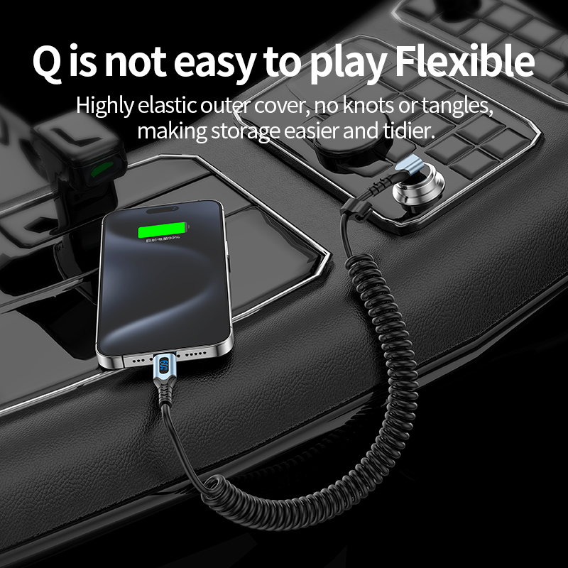 Elbow Vehicle Spring data line data cable PD60W fast Charge  Dual Type C to Type C 