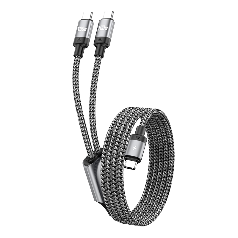  PD100W 2-in-1 PD fast charging data cable Type C to Type C USB cable 