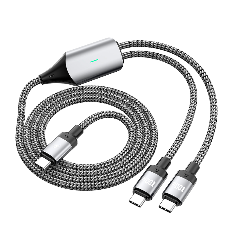  PD100W 2-in-1 PD fast charging data cable Type C to Type C USB cable 