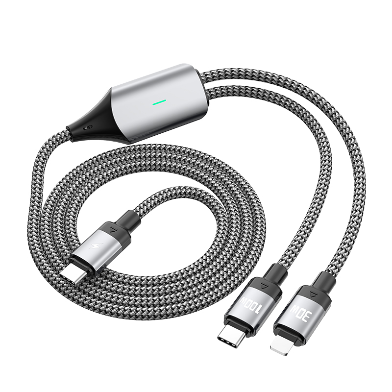  PD100W 2-in-1 PD fast charging data cable Type C to Type C USB cable 