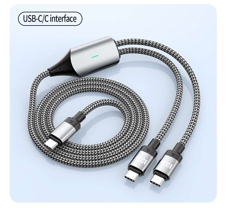  PD100W 2-in-1 PD fast charging data cable Type C to Type C USB cable 