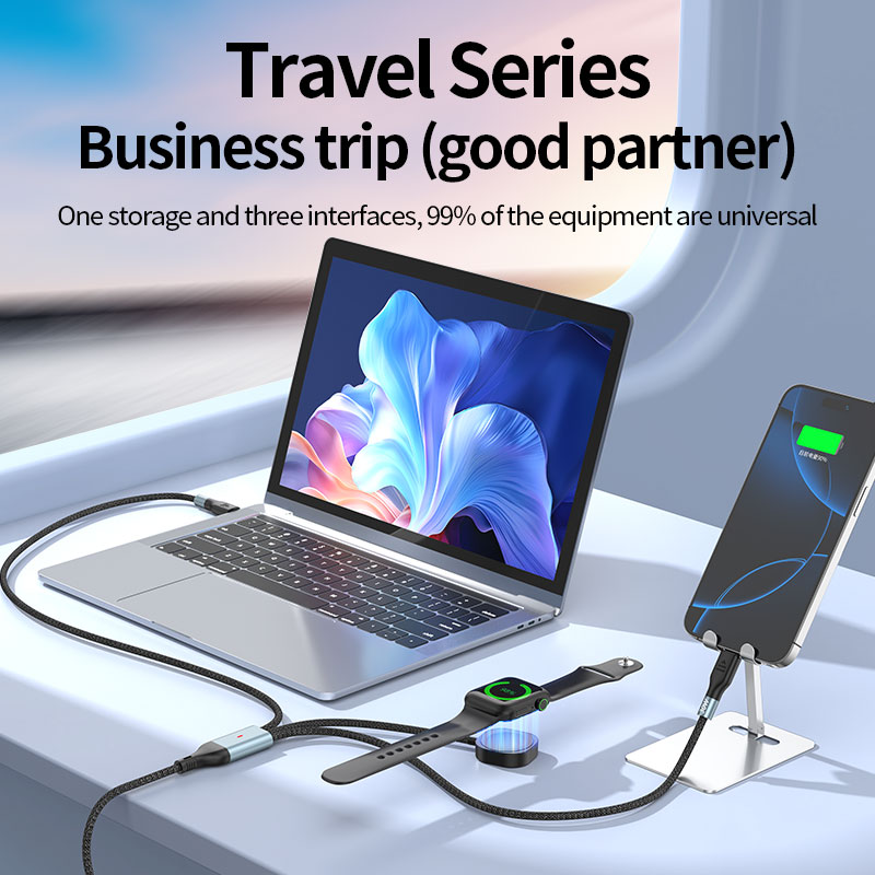   PD 100W  2 in 3 Fast charging data cable  Type-C To Type-C 1.2M 、2m   