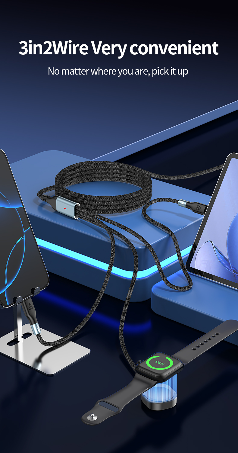 100 PD transfer cable multifunctional 2 in 3 charging data cable