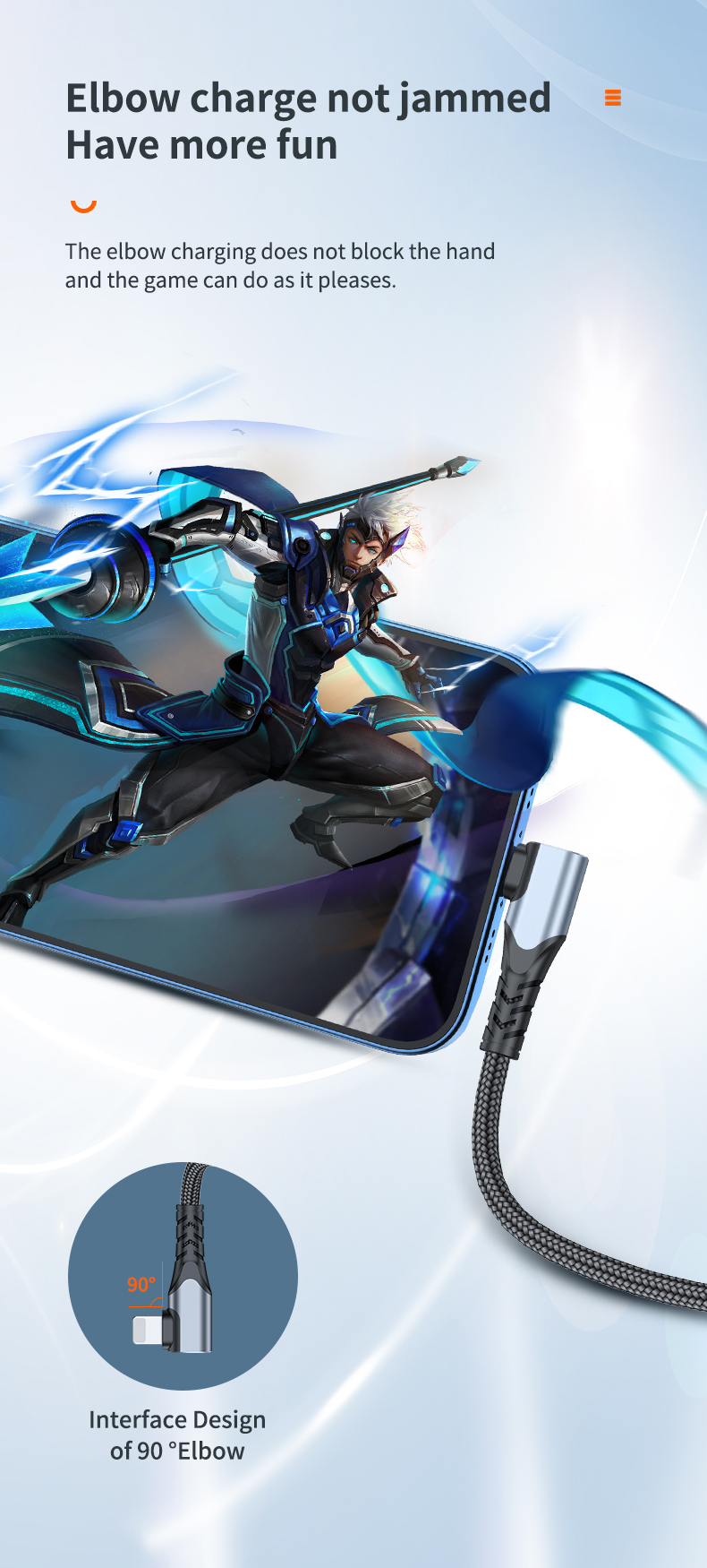  20W Fast charge elbow data charge cable Type C to Lighting