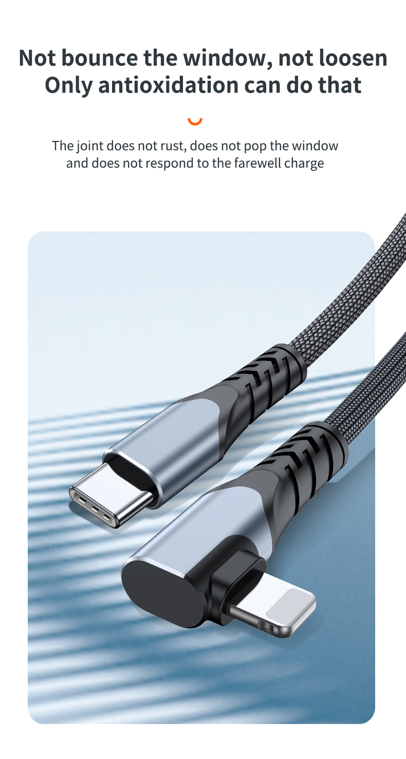  20W Fast charge elbow data charge cable Type C to Lighting