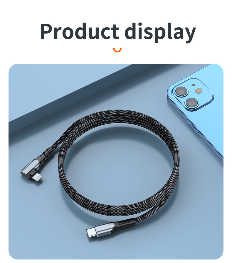  20W Fast charge elbow data charge cable Type C to Lighting