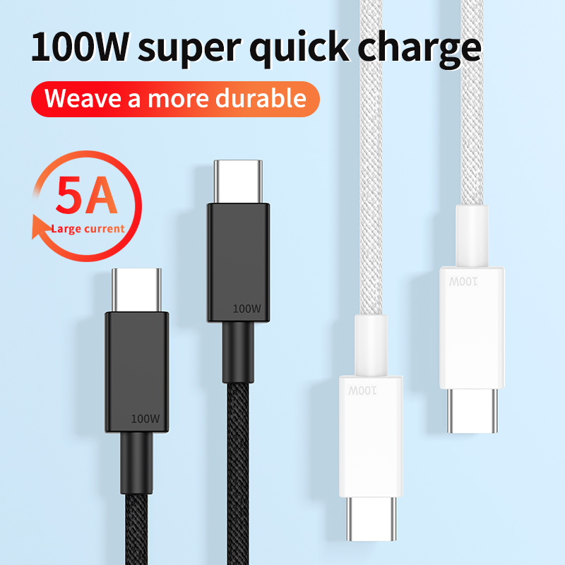   5A Type-C to Type-C 100w charge weave durable transfer data cable