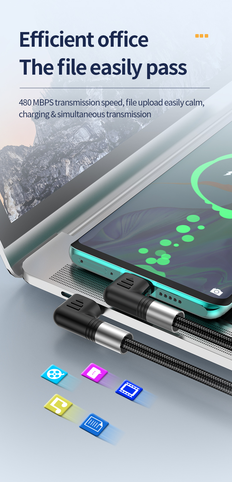 Double elbow PD100W dual C fast charging cable Type C to Type C data usb cable 