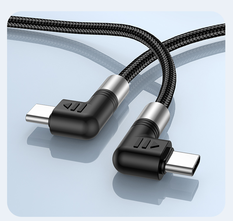 Double elbow PD100W dual C fast charging cable Type C to Type C data usb cable 