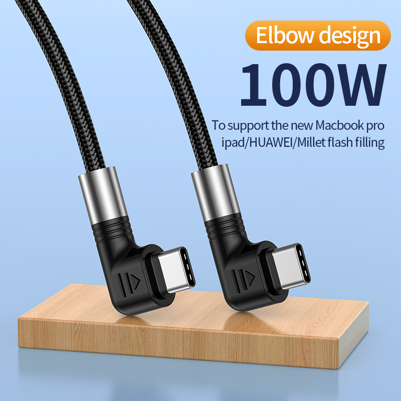 Double elbow PD100W dual C fast charging cable Type C to Type C data usb cable 