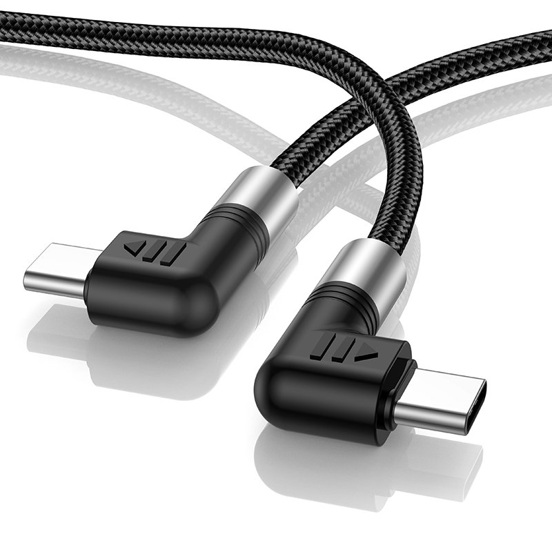 Double elbow PD100W bend design dual C fast charging cable Type C to Type C data cable 