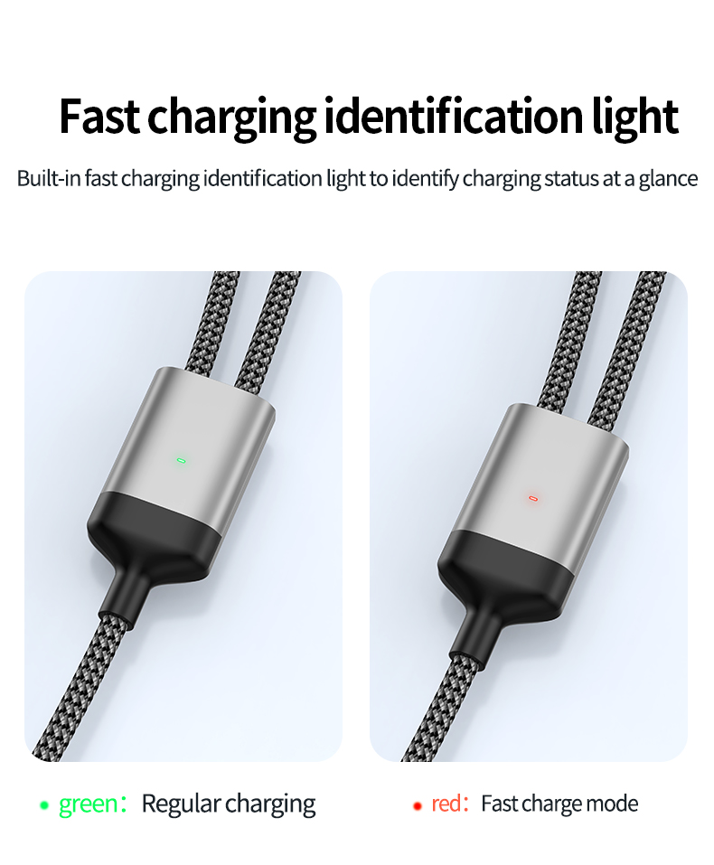PD100W one-to-two fast charging cable USB-C to USB-C/IP interface for Notebook mobile phone