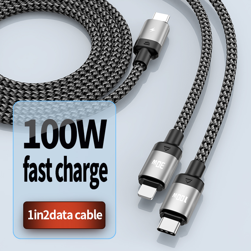 PD100W one-to-two fast charging cable USB-C to USB-C/IP interface for Notebook mobile phone