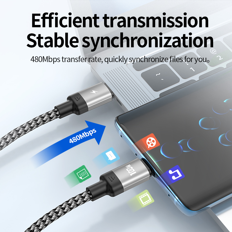 PD100W one-to-two fast charging cable USB-C to USB-C/IP interface for Notebook mobile phone