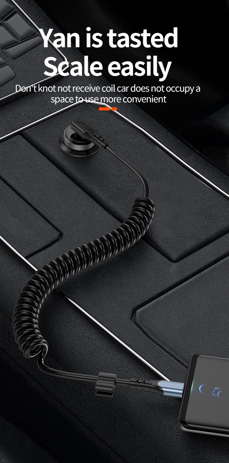 Spring Wire PD Dual C Fast Charging Cable 60W | Carplay-Compatible & Durable Design