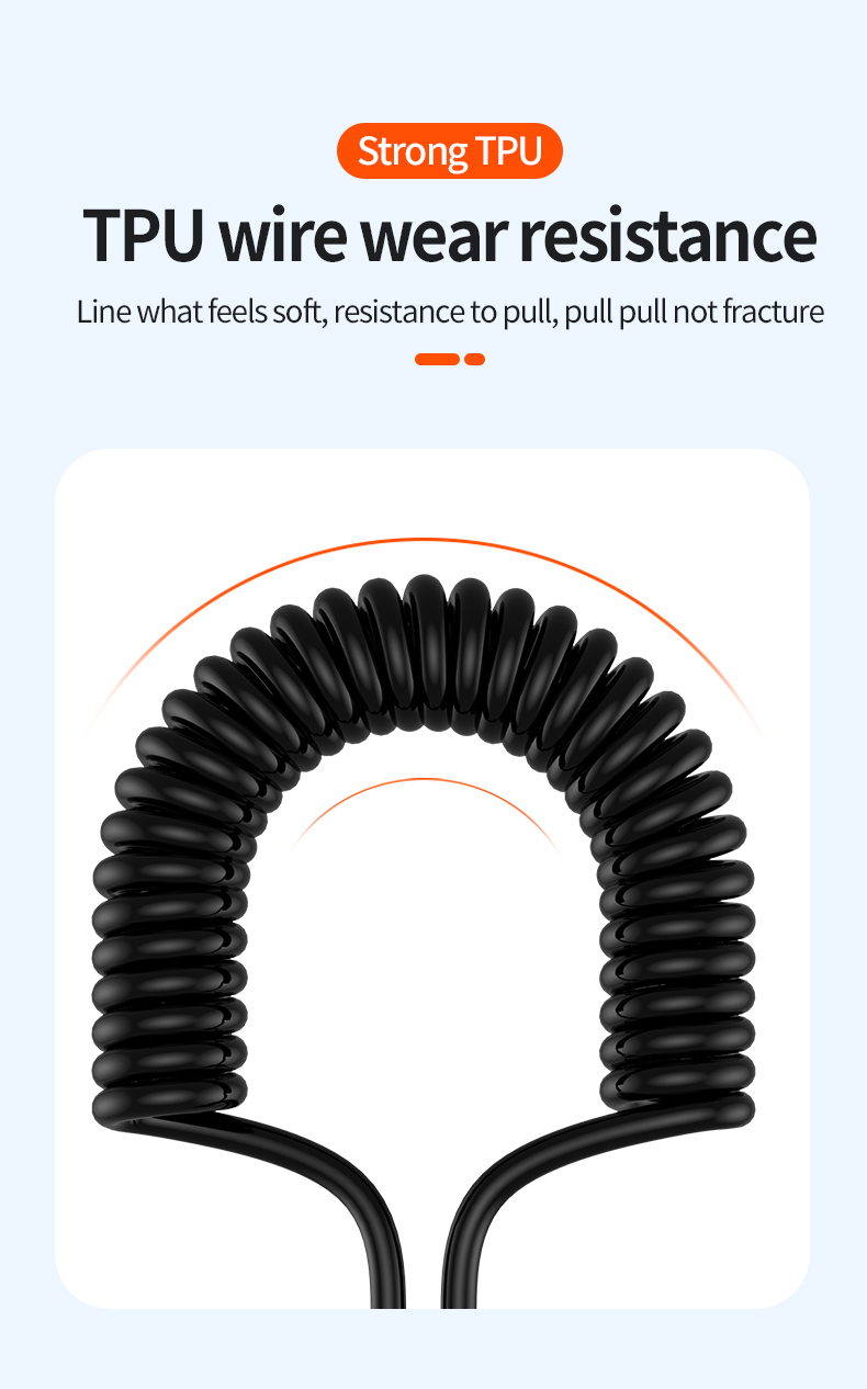 Spring Wire PD Dual C Fast Charging Cable 60W | Carplay-Compatible & Durable Design