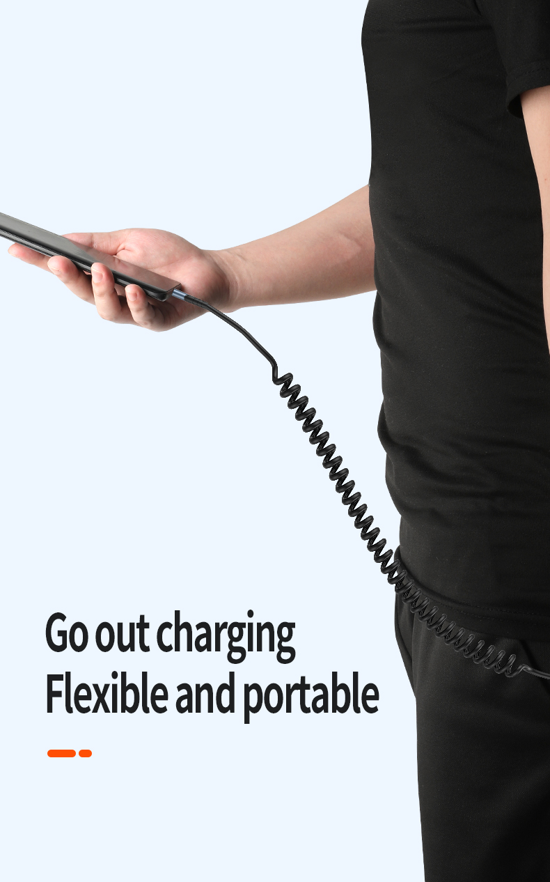 Spring Wire PD Dual C Fast Charging Cable 60W | Carplay-Compatible & Durable Design