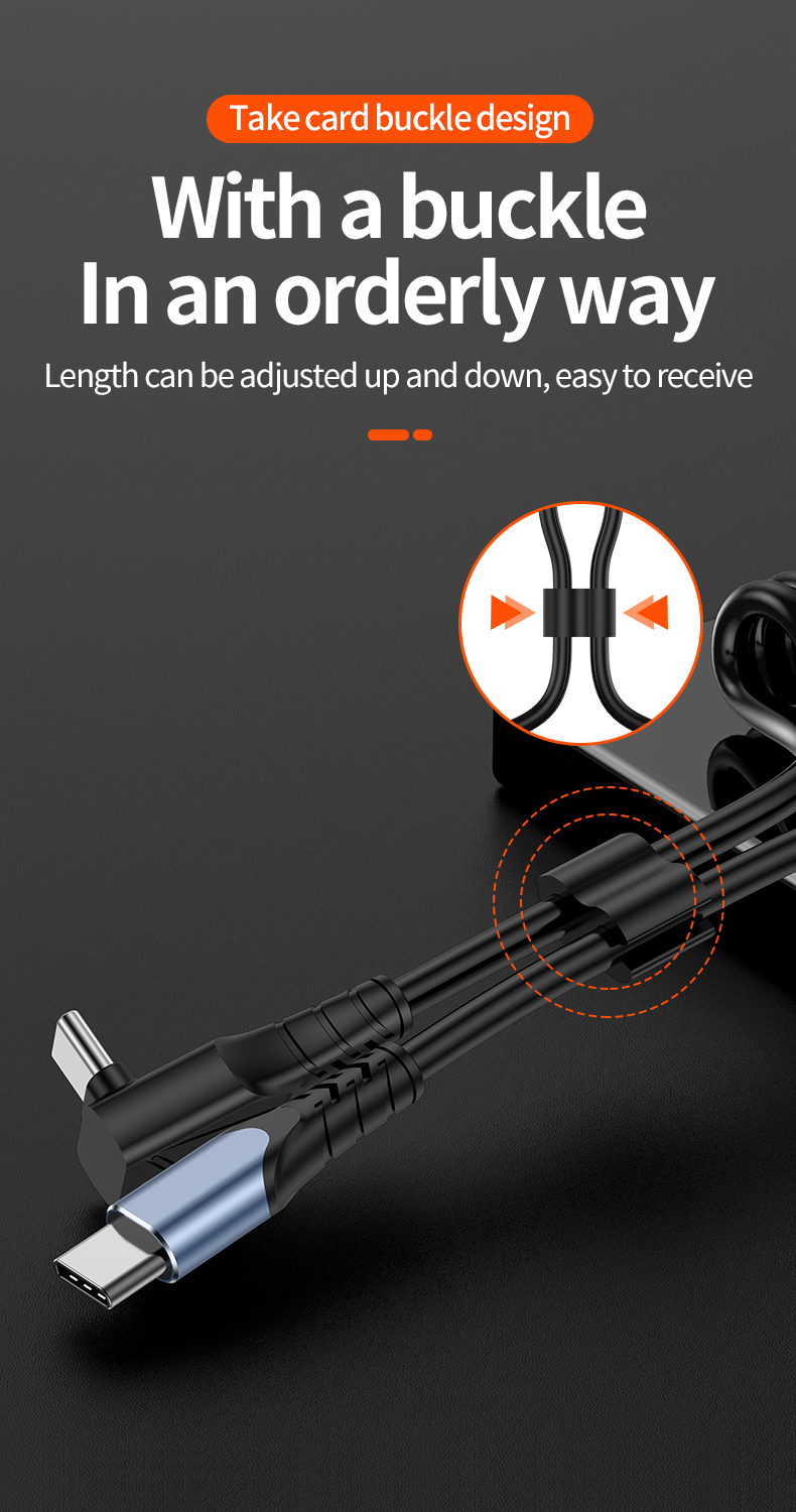 Spring Wire PD Dual C Fast Charging Cable 60W | Carplay-Compatible & Durable Design