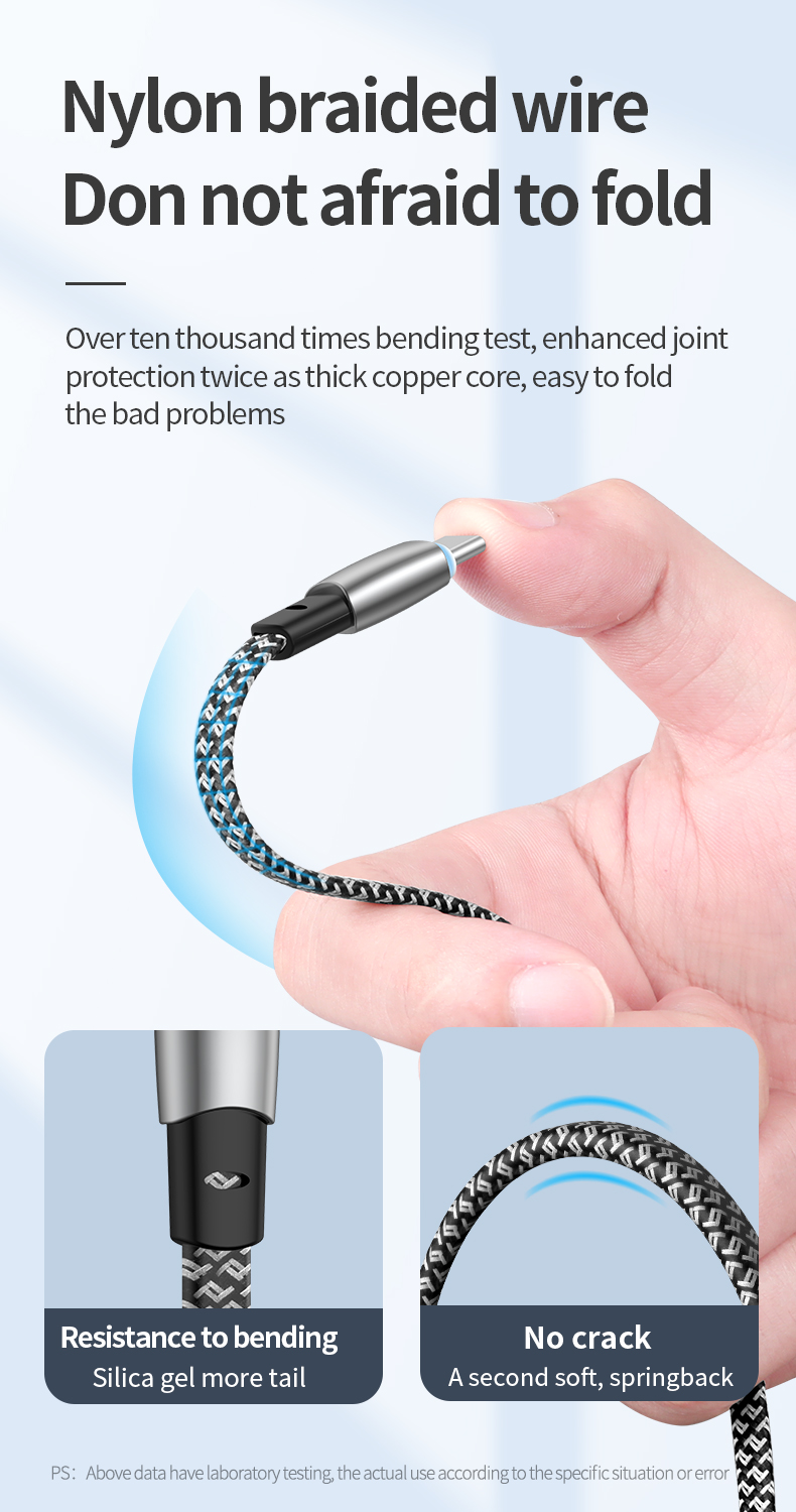 Elbow design Dolphin Car PD Cable Flat wire PD dual C fast charging cable Type C to Type C