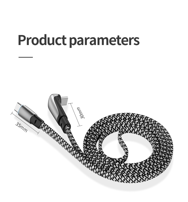 Elbow design Dolphin Car PD Cable Flat wire PD dual C fast charging cable Type C to Type C