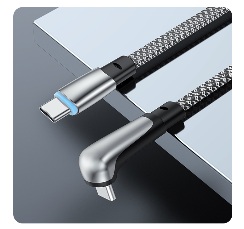 Elbow design Dolphin Car PD Cable Flat wire PD dual C fast charging cable Type C to Type C