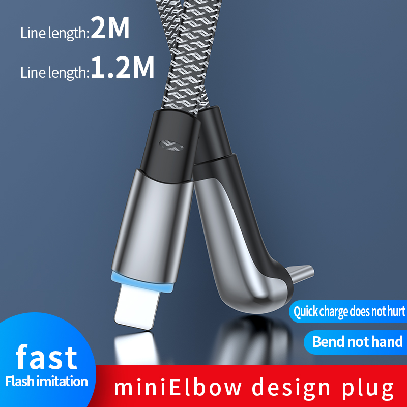 Elbow design Dolphin Car PD Cable Flat wire PD dual C fast charging cable Type C to Type C