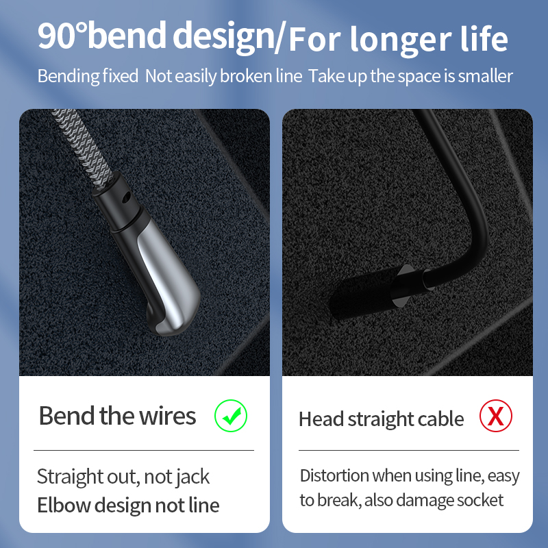 Elbow design Dolphin Car PD Cable Flat wire PD dual C fast charging cable Type C to Type C