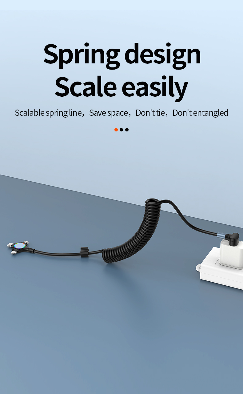 One-to-three elbow spring telescopic data cable