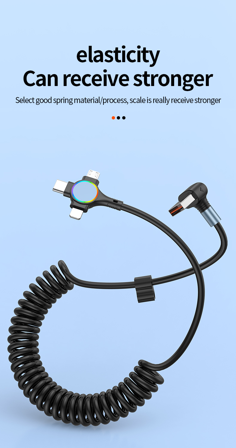 One-to-three elbow spring telescopic data cable