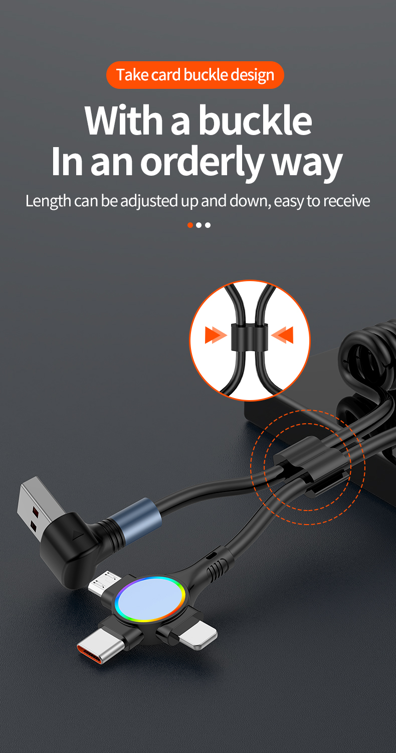 One-to-three elbow spring telescopic data cable