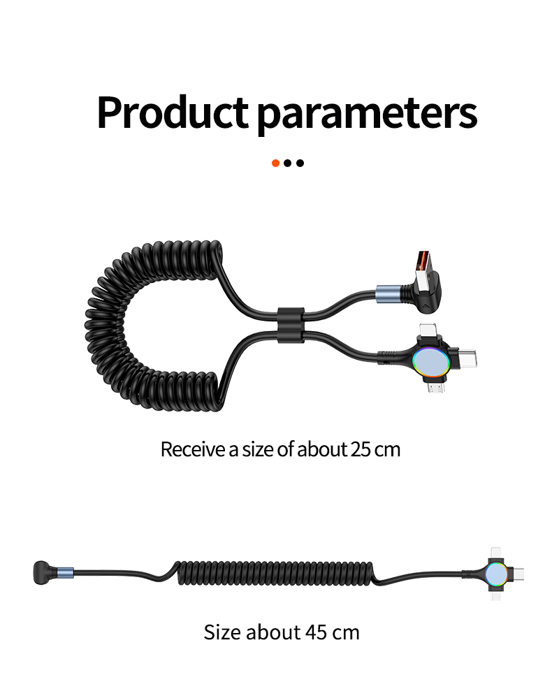 One-to-three elbow spring telescopic data cable