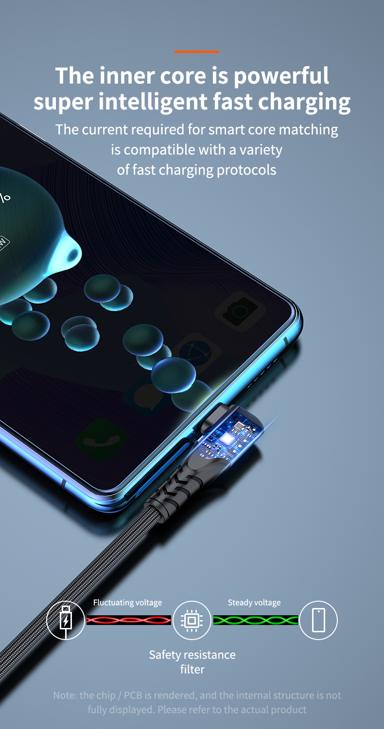 6A elbow design  fast charge data cable USB A to Type C For Huawei  