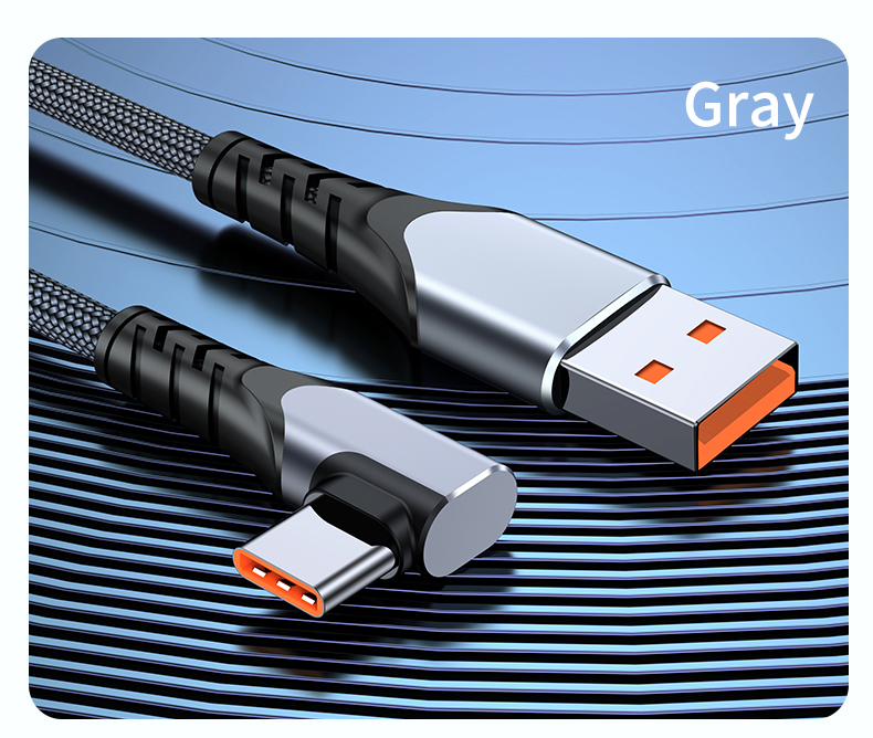 6A elbow design  fast charge data cable USB A to Type C For Huawei  