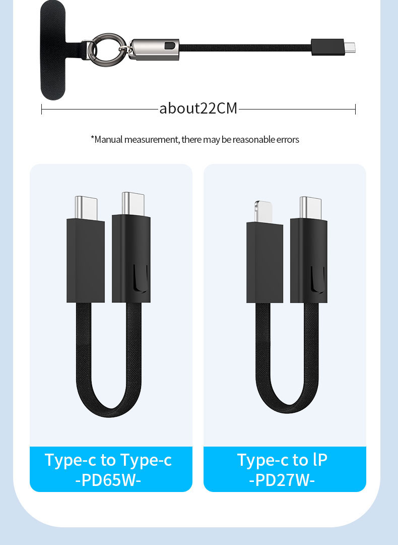 High quality Keychain/Lanyard Data Cable PD60W fast charge cable 
