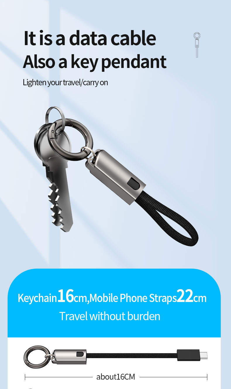 High quality Keychain/Lanyard Data Cable PD60W fast charge cable 