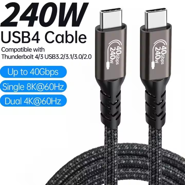  PD240W USB4.0 Type C to Type C  Fast Charging & 40Gbps Data Transfer  data cable