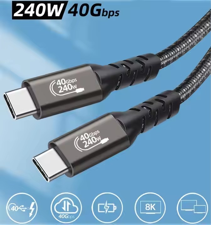  PD240W USB4.0 Type C to Type C  Fast Charging & 40Gbps Data Transfer  data cable