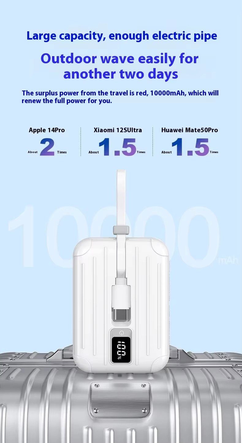 22.5W PD Mini portable fast charge power bank inbuild wires Type C/ Lighting 10000MAh 