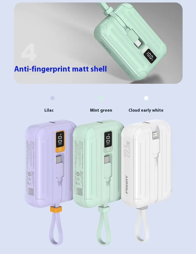 22.5W PD Mini portable fast charge power bank inbuild wires Type C/ Lighting 10000MAh 