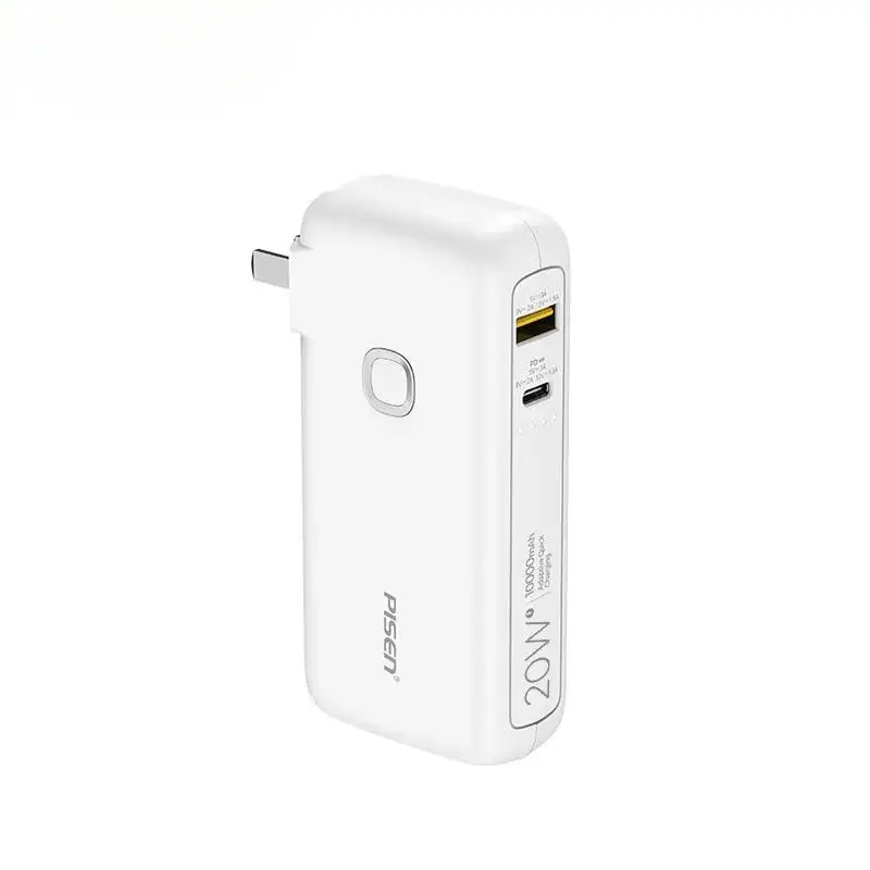   Emergency 2 in1 fast charger PD20W 10000Mah Power Bank Station inbuild plug