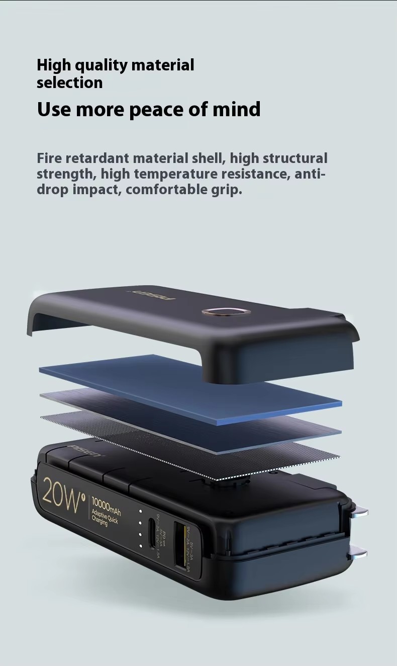   Emergency 2 in1 fast charger PD20W 10000Mah Power Bank Station inbuild plug