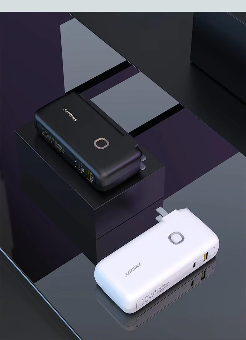  Emergency 2 in1 fast charger PD20W 10000Mah Power Bank Station inbuild plug